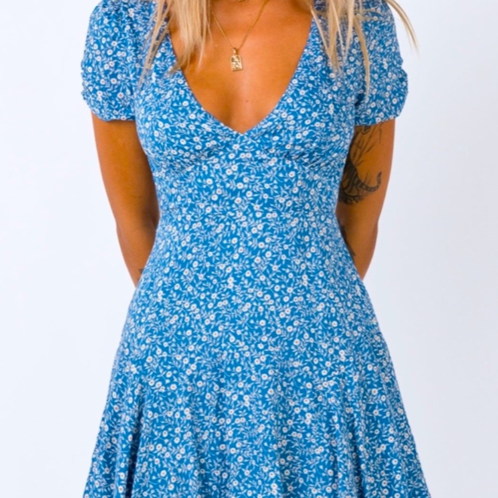 blue princess polly floral dress size xs